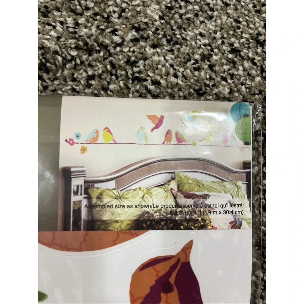 Pier 1 Imports 22 Piece Bird Pink‎ Green Peel and Stick Wall Appliqué Decal NEW